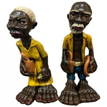 Casal Pezões Artesanais Decorativos Vintage Rústicos - Amarelo