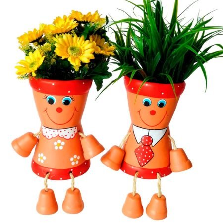 Casal de Vasos Bonecos Articulados Decorativos de Plantas - Vermelha