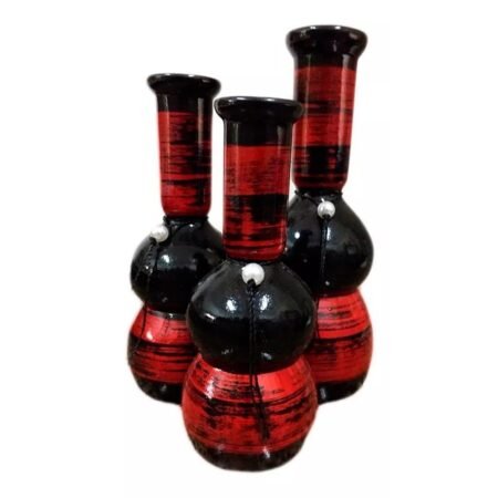 Trio de Vasos Charme em Cerâmica de Sala Decor - Black Red