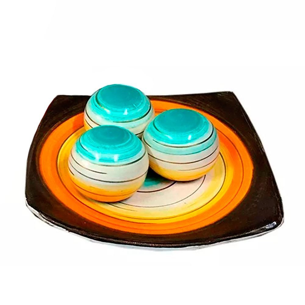 Centro de Mesa Prato 3 Esferas em Cerâmica Decor - Color