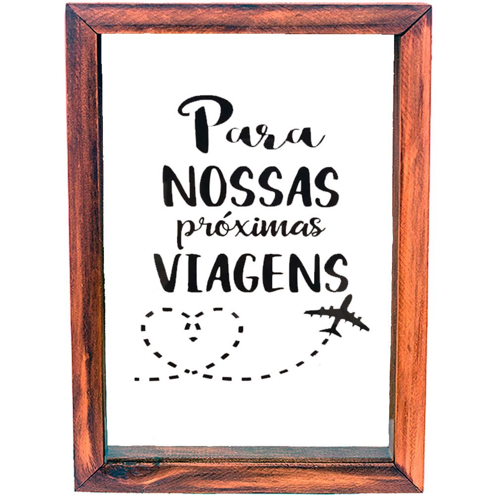 Quadro Cofre Porta Dinheiro Rústico Decor - Nossas Viagens