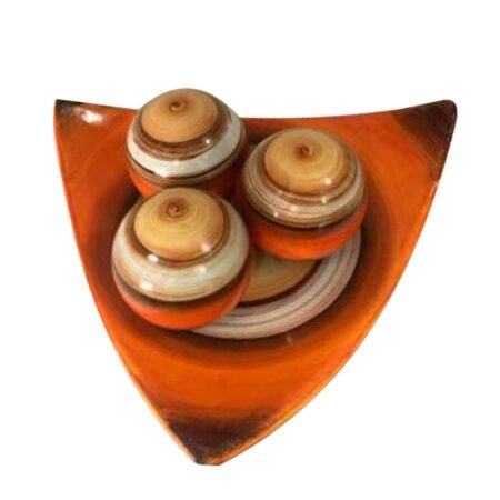 Centro de Mesa Triangular 3 Esferas em Cerâmica Decor - Laranja