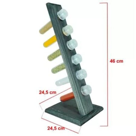 Paleta Porta Temperos e Condimentos em Madeira com 6 Tubetes Gourmet - Image 2
