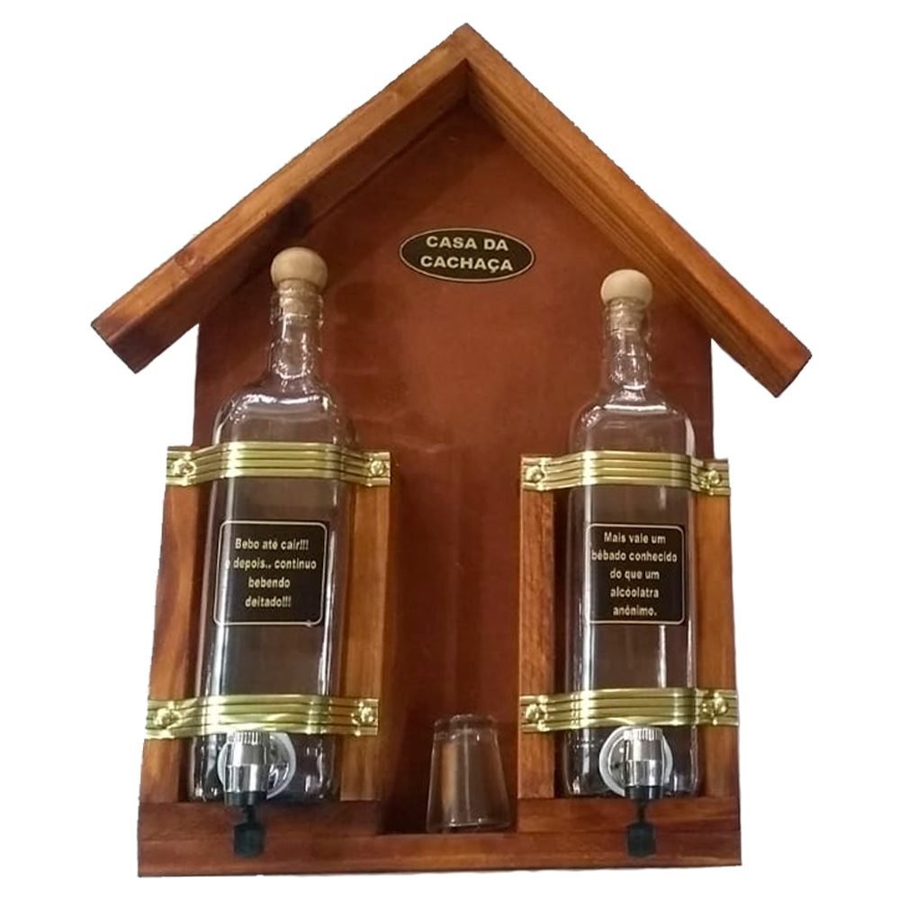 Pingômetro Duplo Casa da Cachaça em Madeira Decorativa Bbq