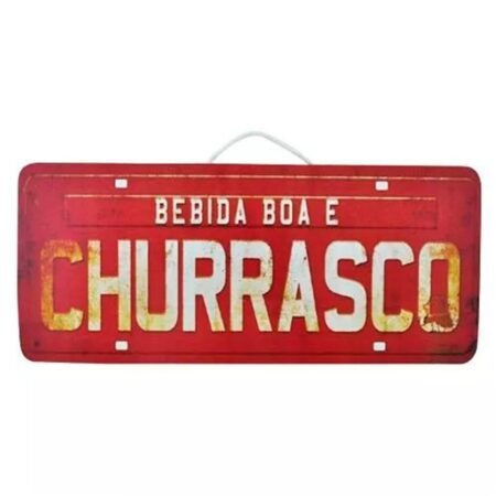 Placa de Carro Decorativa em Madeira - Bebida Boa e Churrasco