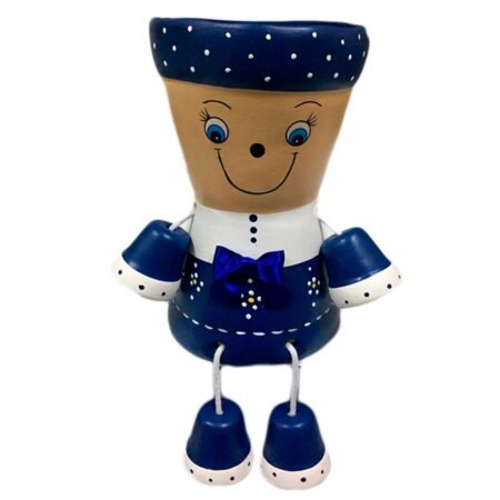 Vaso de Plantas Boneco Articulado Decorativo Garden - Azul Marinho
