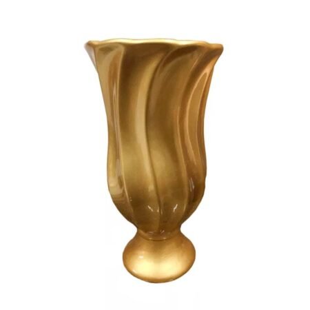 Vaso Taça Espiral Premium Grande em Cerâmica Decorativa - Dourada - Image 2
