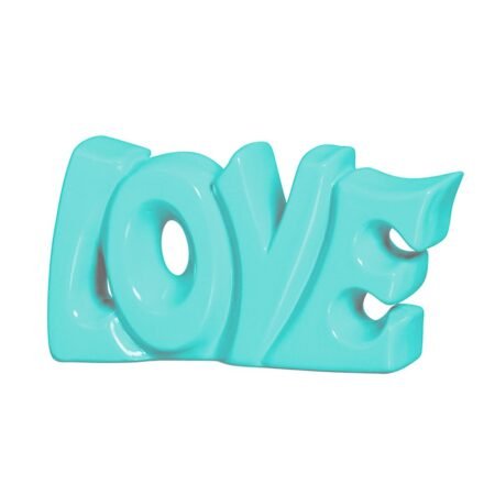 Palavra Love Grande em Cerâmica Decorativa de Sala - Ciano