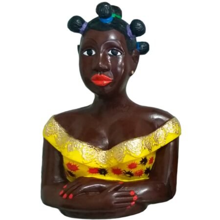 Boneca Namoradeira Grande Decorativa com Cabelo Coque - Amarela