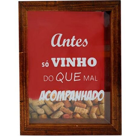 Quadro Porta Rolhas em Madeira Decorativa - Vinhos e Cia