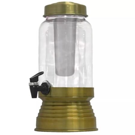 Suqueira Cervejeira de Vidro com Bastão de Gelo Térmico 3,5L - Dourada
