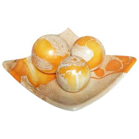 Centro de Mesa Prato 3 Esferas em Cerâmica Decor - Laranja Mescla