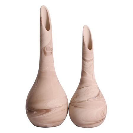 Par de Lâmpadas em Cerâmica Fosca Decorativas de Sala - Bege Mescla