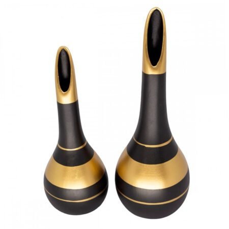 Par de Lâmpadas em Cerâmica Fosca Decorativas de Sala - Black Golden - Imagem 3