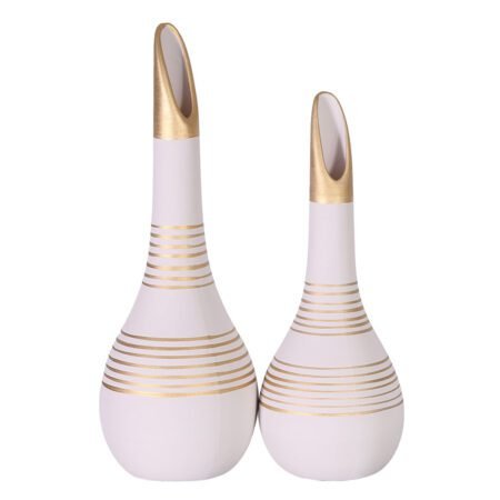 Par de Lâmpadas em Cerâmica Fosca Decorativas de Sala - Nude Gold