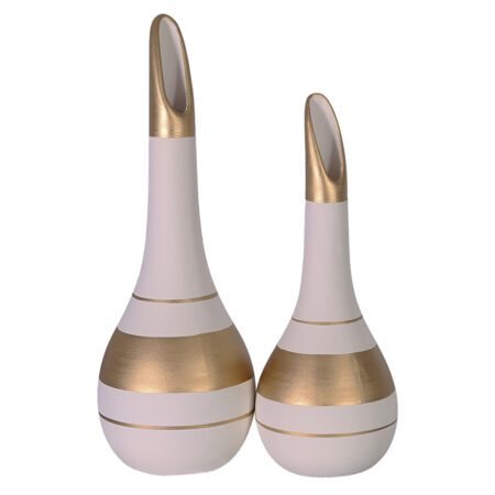 Par de Lâmpadas em Cerâmica Fosca Decorativas de Sala - Nude Golden