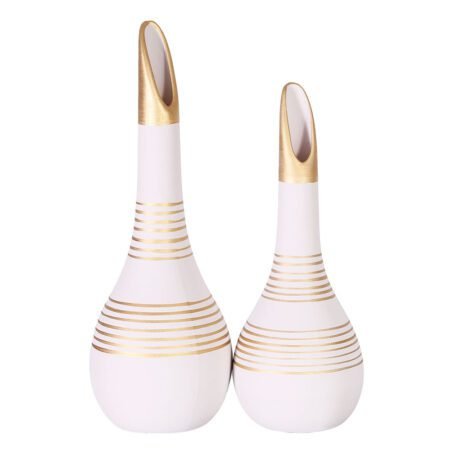 Par de Lâmpadas em Cerâmica Fosca Decorativas de Sala - White Gold