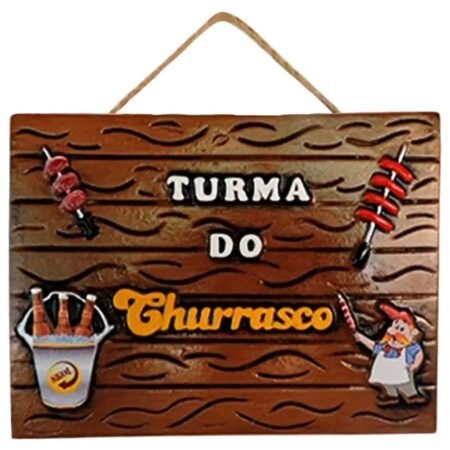 Placa Bbq em Cerâmica Decorativa - Turma do Churrasco