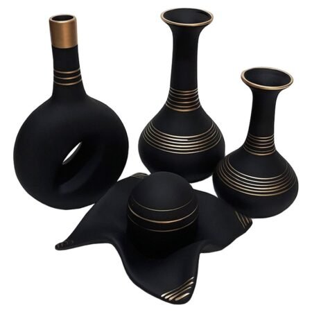 Conjunto Par Long Pipe com Cantil e Centro de Mesa Fosca - Black Gold