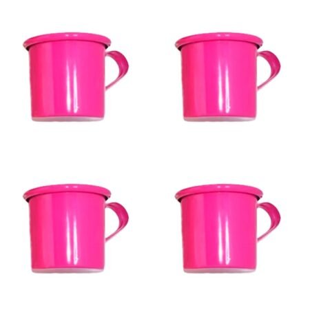 Kit 4 Canecas em alumínio estilo Moscow Mule Decor - Rosa Pink