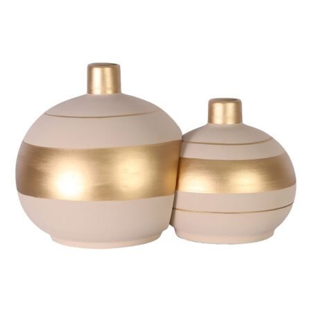Par de Vasos Girona Sole Luna em Cerâmica Fosca Decor - Bege Gold