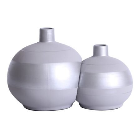 Par de Vasos Girona Sole Luna em Cerâmica Fosca Decor - Cinza Silver