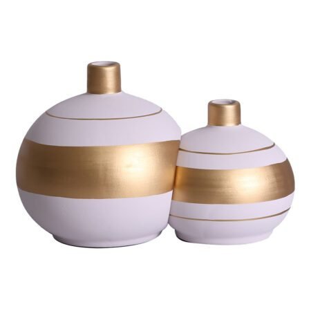 Par de Vasos Girona Sole Luna em Cerâmica Fosca Decor - Nude Gold