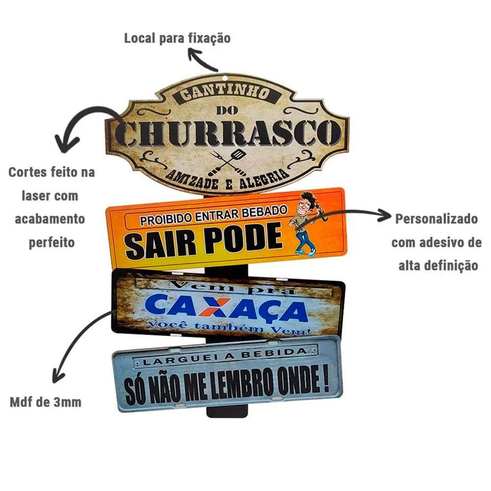 Placa de Carro com 3 Frases Cantinho do Churrasco - Cachaça - Imagem 2