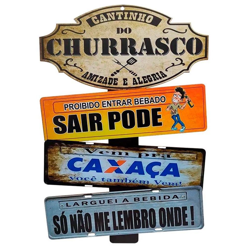 Placa de Carro com 3 Frases Cantinho do Churrasco - Cachaça