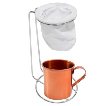 Suporte Coador de Café Cromado com Caneca Decor - Cobre