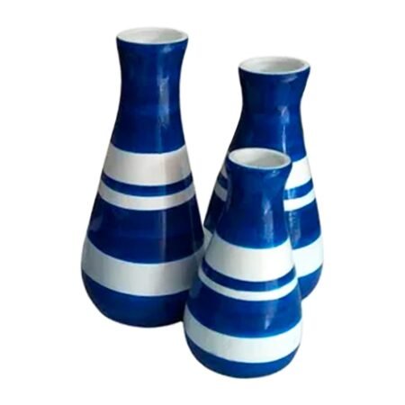 Trio Vasos Piccolo em Cerâmica de Sala Decor - Azul Royal