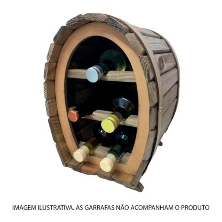 Adega Barril Em Madeira Rústica de 5 Garrafas De Vinho Decorativa - Image 4