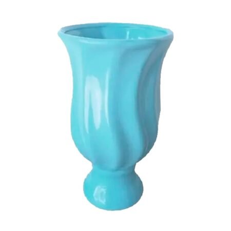 Vaso Taça Espiral Premium Grande em Cerâmica Decorativa - Azul Bb
