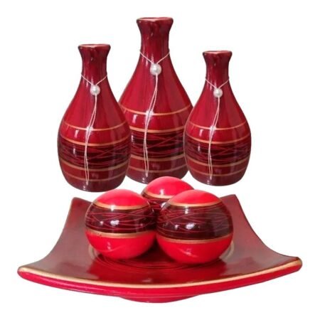 Jogo de Vasos Trio Garrafas e Centro de Mesa 3 esferas Decor - Red cherry - Image 2