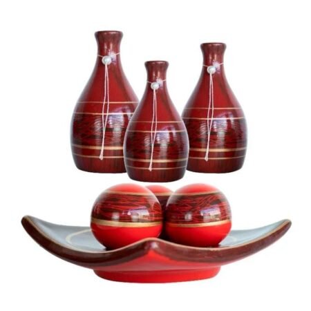 Jogo de Vasos Trio Garrafas e Centro de Mesa 3 esferas Decor - Red cherry