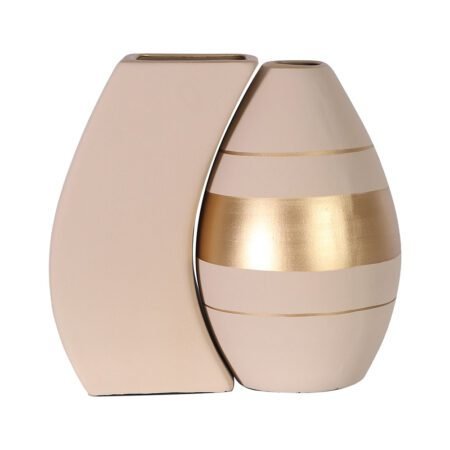 Par de Vasos Turim em Cerâmica Fosca de Sala - Bege Golden