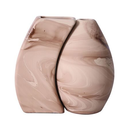 Par de Vasos Turim em Cerâmica Fosca de Sala - Bege Mescla