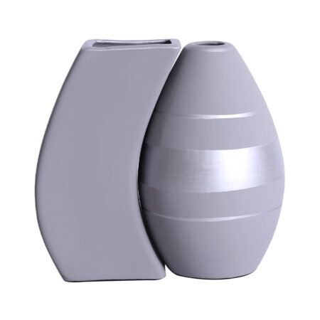 Par de Vasos Turim em Cerâmica Fosca de Sala - Cinza Silver