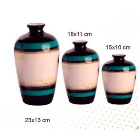 Trio Vasos Boreal de Plantas Secas em Cerâmica Decor - Turquesa - Image 2