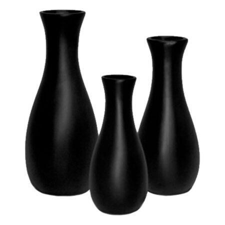 Trio Vasos Garrafas Grandes em Cerâmica Fosca Decor - Black