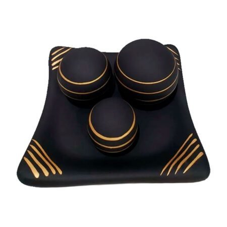 Centro de Mesa Prato 3 Esferas em Cerâmica Fosca Decor - Black Gold