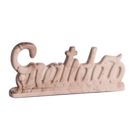 Palavra Gratidão Grande em Cerâmica Fosca Decor de Sala - Bege Mescla