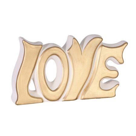 Palavra Love Grande em Cerâmica Fosca Decor de Sala - White Gold