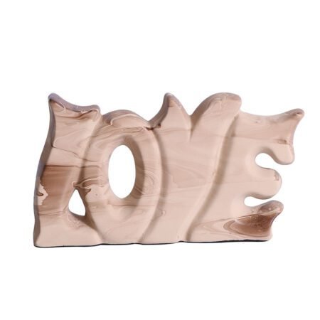 Palavra Love Grande em Cerâmica Fosca Decor de Sala - Bege Mescla