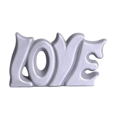 Palavra Love Grande em Cerâmica Fosca Decor de Sala - Cinza Silver
