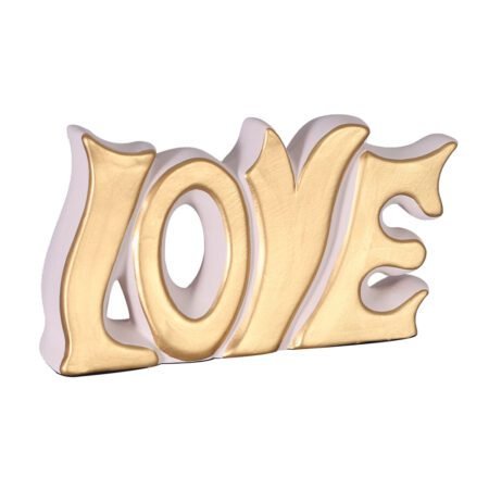 Palavra Love Grande em Cerâmica Fosca Decor de Sala - Nude Gold
