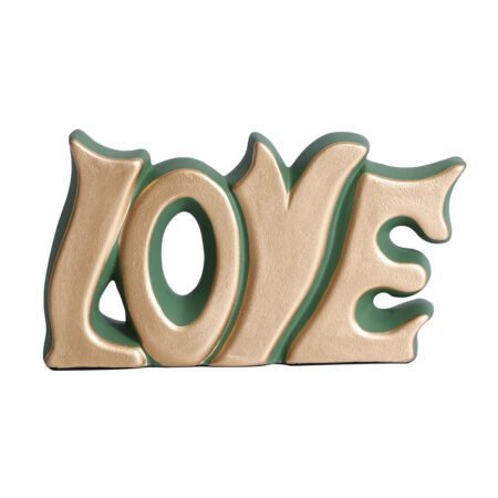 Palavra Love Grande em Cerâmica Fosca Decor de Sala - Verde Gold