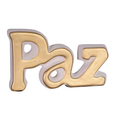 Palavra Paz Grande em Cerâmica Decor de Sala - Nude Gold