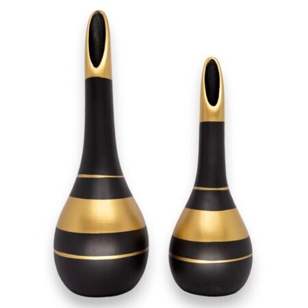 Par de Lâmpadas em Cerâmica Fosca Decorativas de Sala - Black Golden
