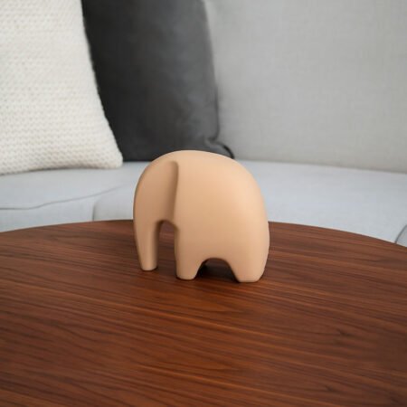 Escultura Elefante Minimalista em Cerâmica Fosca Decorativa - Bege - Imagem 3